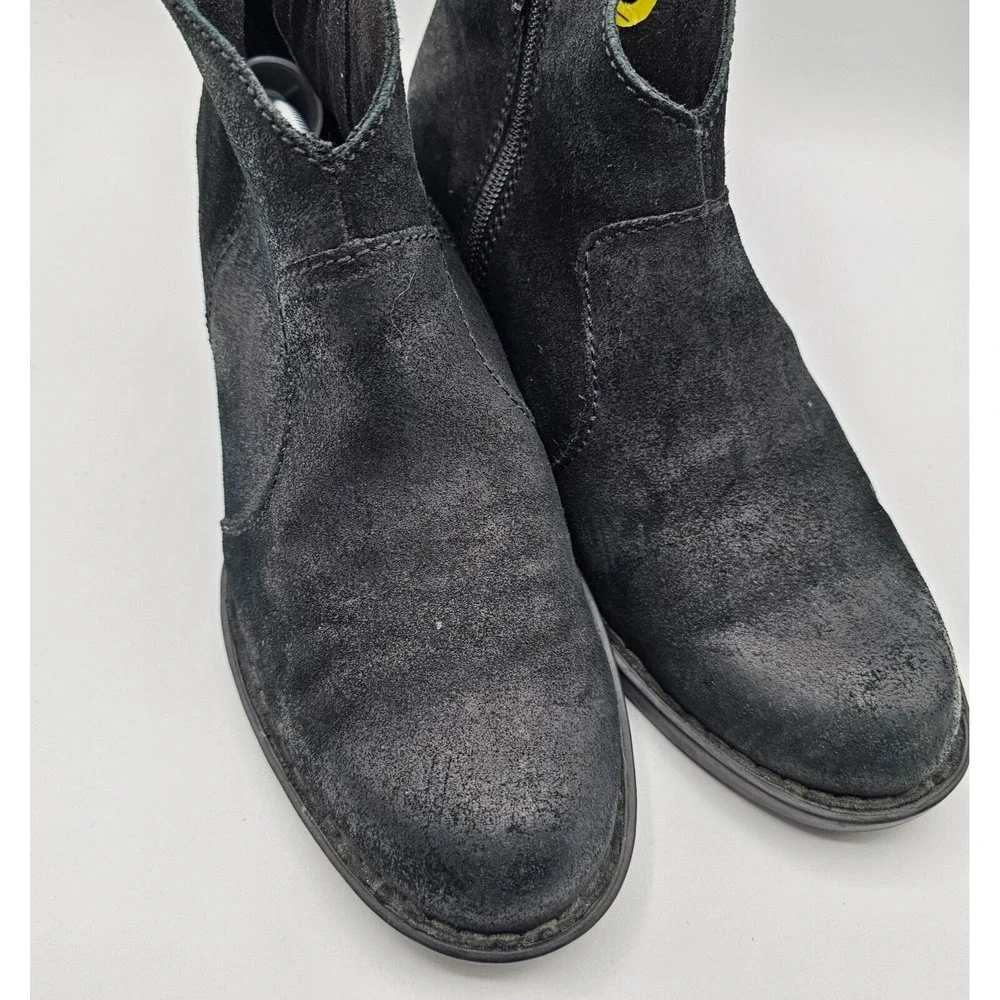 Born Boots Womens 9 Black Rough Michel Ankle Booties‎ Block Heel Zipper D89709